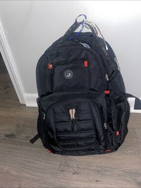 Black Men's campus/ Travel Backpack with Multiple Compartments